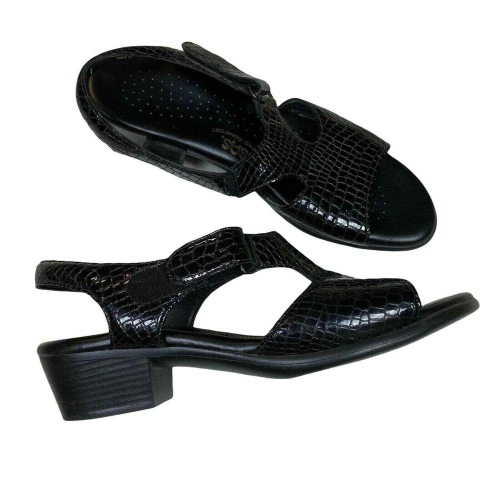 SAS Tripad Open Toe Sandal Womens 9 N Black Block Heel